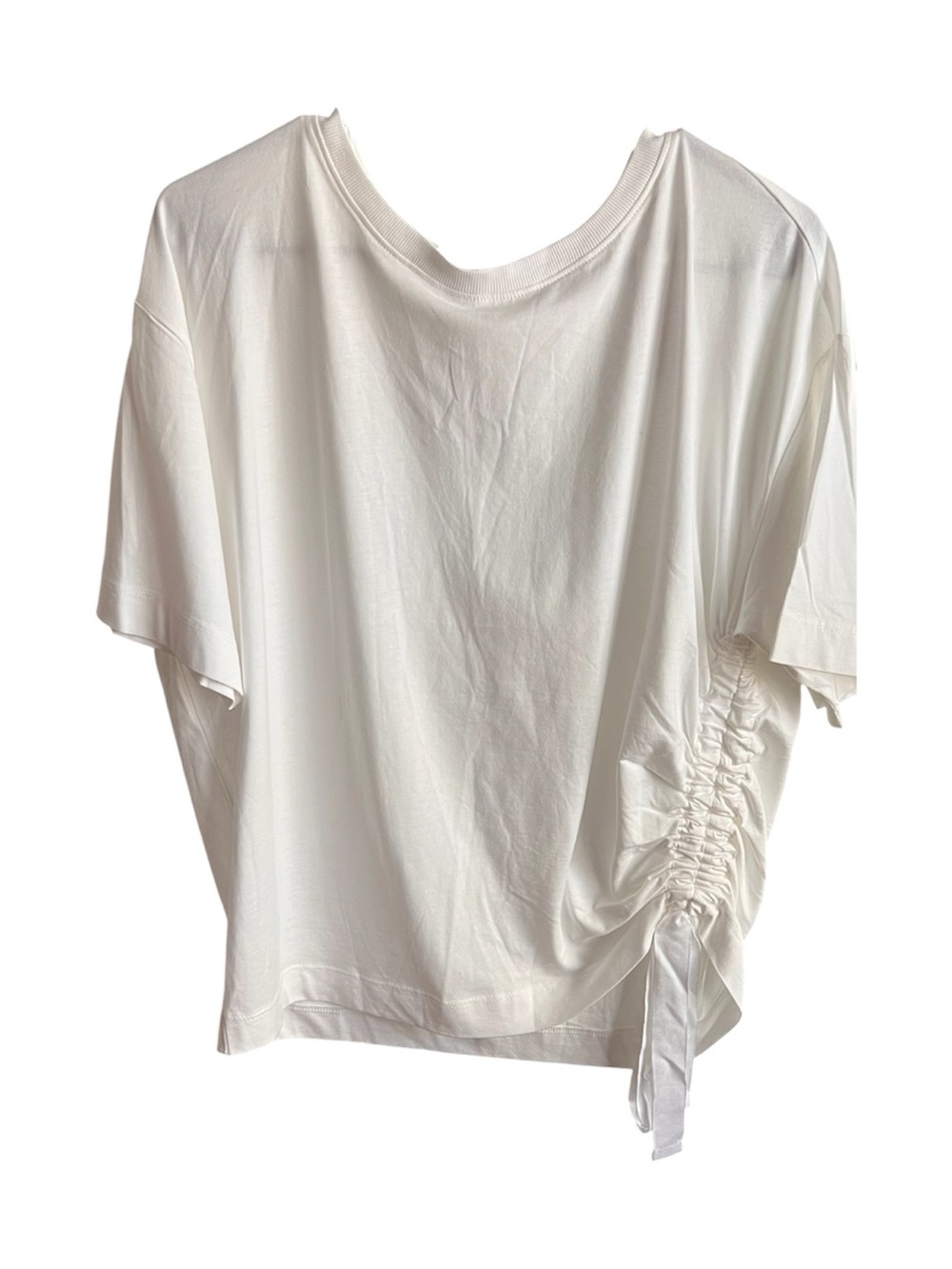 LOFT White Short Sleeve Tee with Side Ruched Tie
